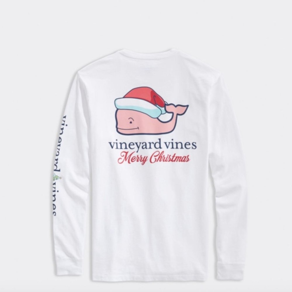 Vineyard Vines Christmas Whale Long-Sleeve Pocket Tee